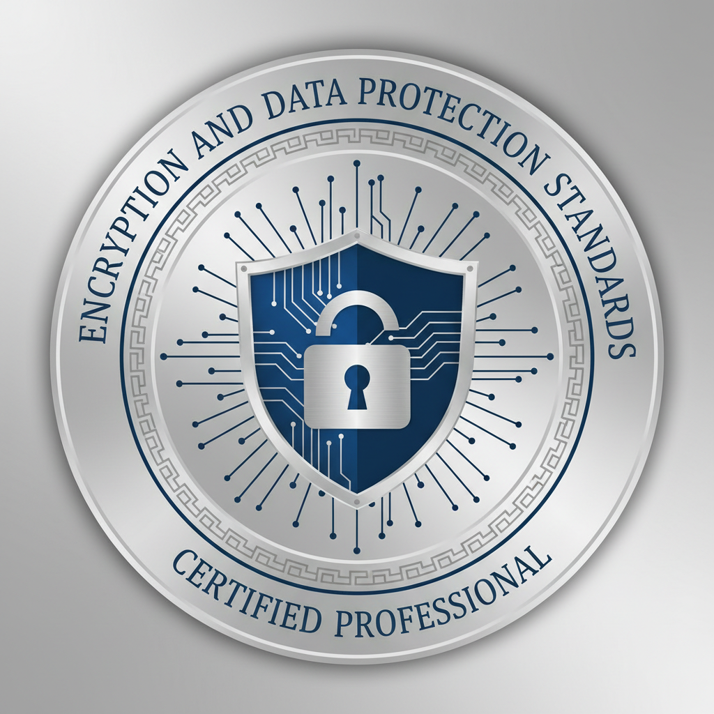 Bank security certification badge showing encryption and data protection standards